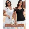 imageBlingfit Cold Shoulder Tops Summer Tunic Shirts for Women T Shirts V Neck Short Sleeve Casual Tees Blouses 2025White