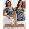imageBlingfit Cold Shoulder Tops Summer Tunic Shirts for Women T Shirts V Neck Short Sleeve Casual Tees Blouses 2025White Printed Flower