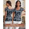 imageBlingfit Cold Shoulder Tops Summer Tunic Shirts for Women T Shirts V Neck Short Sleeve Casual Tees Blouses 2025White Printed Flower