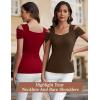 imageBlingfit Cold Shoulder Tops Summer Tunic Shirts for Women T Shirts V Neck Short Sleeve Casual Tees Blouses 2025Wine Red