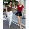 imageBlingfit Cold Shoulder Tops Summer Tunic Shirts for Women T Shirts V Neck Short Sleeve Casual Tees Blouses 2025Wine Red