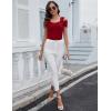 imageBlingfit Cold Shoulder Tops Summer Tunic Shirts for Women T Shirts V Neck Short Sleeve Casual Tees Blouses 2025Wine Redblue