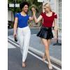 imageBlingfit Cold Shoulder Tops Summer Tunic Shirts for Women T Shirts V Neck Short Sleeve Casual Tees Blouses 2025Wine Redblue
