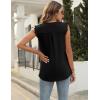 imageBlingfit Womens V Neck Guipure Lace Tank Tops Sleeveless Dressy Blouses Summer Casual SolidFloral Tunic ShirtsAbalck