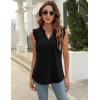 imageBlingfit Womens V Neck Guipure Lace Tank Tops Sleeveless Dressy Blouses Summer Casual SolidFloral Tunic ShirtsAbalck