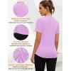 imageBlingfit Workout Tops for Women Short Sleeve Yoga Shirts Sports Gym Tshirts Quick Drying Running Top UPF 80 Sun ProtectionLight Gray Purple