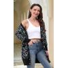 imageII ININ Women Long Sleeve Leopard Print Coat Knit Cardigan with Pockets Ribbed Neckline Open Front Snap Button Down Outwear
