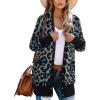 imageII ININ Women Long Sleeve Leopard Print Coat Knit Cardigan with Pockets Ribbed Neckline Open Front Snap Button Down Outwear
