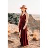 imageII ININ Womens 2025 Maxi Sundresses Summer Beach Long Wrap VNeck FloralSolid Casual Dress for WomenAdark Red
