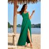 imageII ININ Womens 2025 Maxi Sundresses Summer Beach Long Wrap VNeck FloralSolid Casual Dress for WomenAgreen