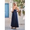 imageII ININ Womens 2025 Maxi Sundresses Summer Beach Long Wrap VNeck FloralSolid Casual Dress for WomenAnavy
