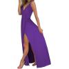 imageII ININ Womens 2025 Maxi Sundresses Summer Beach Long Wrap VNeck FloralSolid Casual Dress for WomenApurple