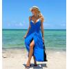 imageII ININ Womens 2025 Maxi Sundresses Summer Beach Long Wrap VNeck FloralSolid Casual Dress for WomenAroyal Blue