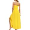 imageII ININ Womens 2025 Maxi Sundresses Summer Beach Long Wrap VNeck FloralSolid Casual Dress for WomenAyellow