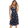 imageII ININ Womens 2025 Sundresses Casual Summer Tank Dress V Neck Sleeveless Button Down Midi Floral Beach Dress with PocketsFloral M