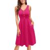 imageII ININ Womens 2025 Sundresses Casual Summer Tank Dress V Neck Sleeveless Button Down Midi Floral Beach Dress with PocketsRose Red