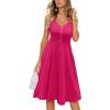 imageII ININ Womens 2025 Sundresses Casual Summer Tank Dress V Neck Sleeveless Button Down Midi Floral Beach Dress with PocketsRose Red