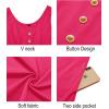 imageII ININ Womens 2025 Sundresses Casual Summer Tank Dress V Neck Sleeveless Button Down Midi Floral Beach Dress with PocketsRose Red