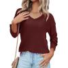 imageII ININ Womens Fall Sweater 2024 Long Sleeve Tops Fashion Outfits Trendy Casual V Neck Oversized Pullover SweatersDark Red