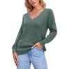 imageII ININ Womens Fall Sweater 2024 Long Sleeve Tops Fashion Outfits Trendy Casual V Neck Oversized Pullover SweatersGrey Green