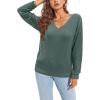 imageII ININ Womens Fall Sweater 2024 Long Sleeve Tops Fashion Outfits Trendy Casual V Neck Oversized Pullover SweatersGrey Green