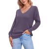 imageII ININ Womens Fall Sweater 2024 Long Sleeve Tops Fashion Outfits Trendy Casual V Neck Oversized Pullover SweatersGrey Purple