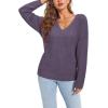 imageII ININ Womens Fall Sweater 2024 Long Sleeve Tops Fashion Outfits Trendy Casual V Neck Oversized Pullover SweatersGrey Purple
