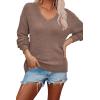 imageII ININ Womens Fall Sweater 2024 Long Sleeve Tops Fashion Outfits Trendy Casual V Neck Oversized Pullover SweatersLight Coffee