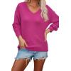 imageII ININ Womens Fall Sweater 2024 Long Sleeve Tops Fashion Outfits Trendy Casual V Neck Oversized Pullover SweatersRose Red