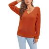 imageII ININ Womens Fall Sweater 2024 Long Sleeve Tops Fashion Outfits Trendy Casual V Neck Oversized Pullover SweatersRust