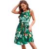 imageII ININ Womens Summer Casual Dress Sleeveless Midi Tank Dress Drawstring Button Down Sundress with PocketsFloral 07