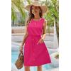 imageII ININ Womens Summer Casual Dress Sleeveless Midi Tank Dress Drawstring Button Down Sundress with PocketsRose Red