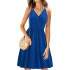 imageII ININ Womens Summer Dresses Casual Beach Boho Vacation Outfits Spaghetti Strap FloralSolid Sundress with PocketsBblue