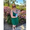 imageII ININ Womens Summer Dresses Casual Beach Boho Vacation Outfits Spaghetti Strap FloralSolid Sundress with PocketsBgreen