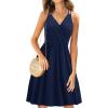 imageII ININ Womens Summer Dresses Casual Beach Boho Vacation Outfits Spaghetti Strap FloralSolid Sundress with PocketsBnavy