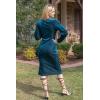 imageII ININ Womens Velvet Dress Long Sleeve Velvet Wrap Dress Fall Winter Bodycon Cocktail Party Wedding Guest DressesPeacock Blue