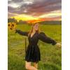 imageII ININ Womens Wedding Guest Dresses Long Sleeve Cocktail Dress Wrap V Neck Lace Tie Waist Mini Party DressBlack