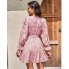 imageII ININ Womens Wedding Guest Dresses Long Sleeve Cocktail Dress Wrap V Neck Lace Tie Waist Mini Party DressPink1