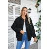 imageVICHYIE Corduroy Drawstring Hooded Pocket Zip Up Jacket Loose Shacket CoatBlack