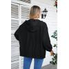 imageVICHYIE Corduroy Drawstring Hooded Pocket Zip Up Jacket Loose Shacket CoatBlack