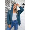 imageVICHYIE Corduroy Drawstring Hooded Pocket Zip Up Jacket Loose Shacket CoatBlue