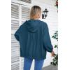 imageVICHYIE Corduroy Drawstring Hooded Pocket Zip Up Jacket Loose Shacket CoatBlue
