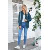 imageVICHYIE Corduroy Drawstring Hooded Pocket Zip Up Jacket Loose Shacket CoatBlue