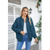 imageVICHYIE Corduroy Drawstring Hooded Pocket Zip Up Jacket Loose Shacket CoatBlue
