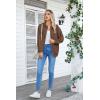 imageVICHYIE Corduroy Drawstring Hooded Pocket Zip Up Jacket Loose Shacket CoatBrown