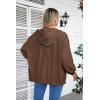 imageVICHYIE Corduroy Drawstring Hooded Pocket Zip Up Jacket Loose Shacket CoatBrown