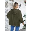 imageVICHYIE Corduroy Drawstring Hooded Pocket Zip Up Jacket Loose Shacket CoatGreen