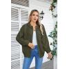 imageVICHYIE Corduroy Drawstring Hooded Pocket Zip Up Jacket Loose Shacket CoatGreen