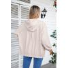 imageVICHYIE Corduroy Drawstring Hooded Pocket Zip Up Jacket Loose Shacket CoatOffwhite