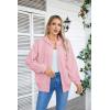 imageVICHYIE Corduroy Drawstring Hooded Pocket Zip Up Jacket Loose Shacket CoatPink
